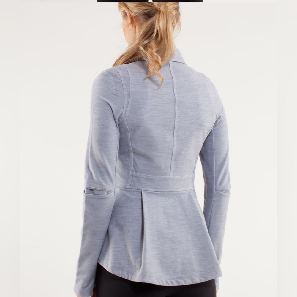 Lululemon Ride On Moto Jacket Gray Peplum Zip Fitted Blazer Size 4 - Picture 9 of 13